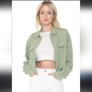 Stylish Light Green Utility Jacket